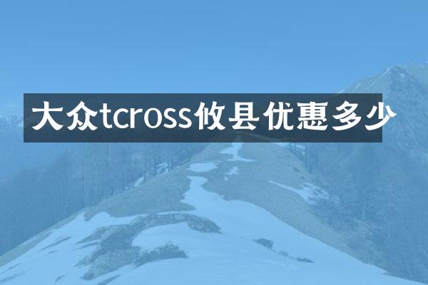 大众tcross攸县优惠多少