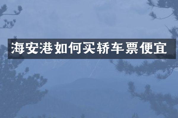 海安港如何买轿车票便宜