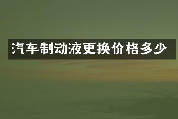 汽车制动液更换价格多少