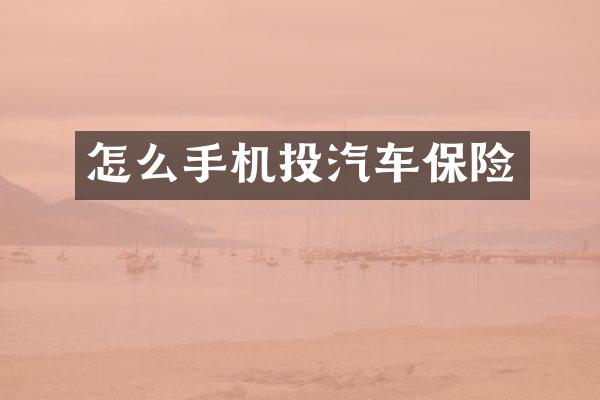 怎么手机投汽车保险