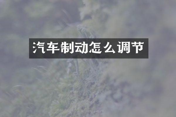汽车制动怎么调节