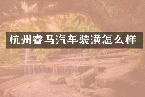 杭州睿马汽车装潢怎么样