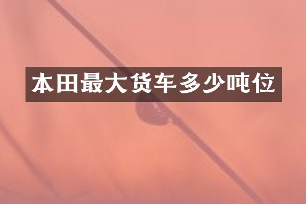 本田最大货车多少吨位