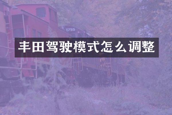 丰田驾驶模式怎么调整