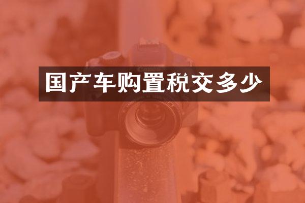 国产车购置税交多少
