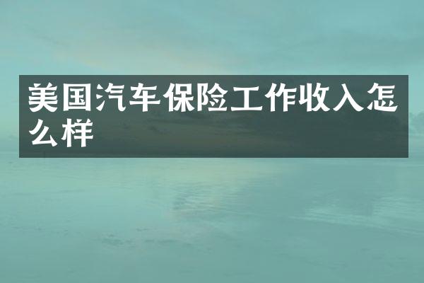 美国汽车保险工作收入怎么样