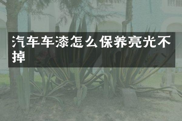 汽车车漆怎么保养亮光不掉