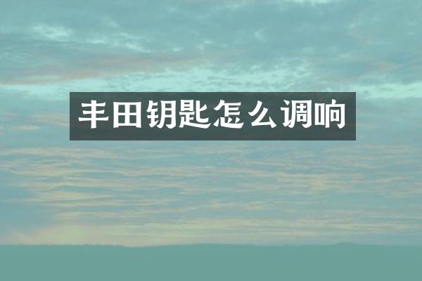 丰田钥匙怎么调响