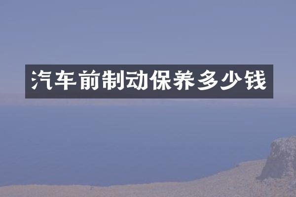 汽车前制动保养多少钱