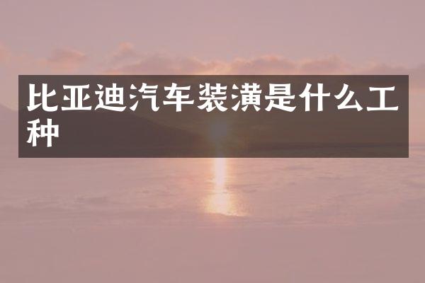 比亚迪汽车装潢是什么工种