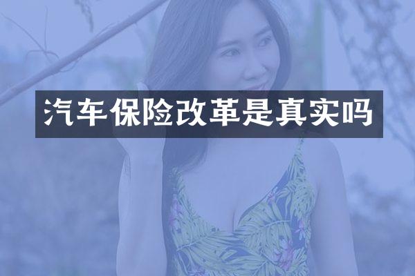 汽车保险改革是真实吗