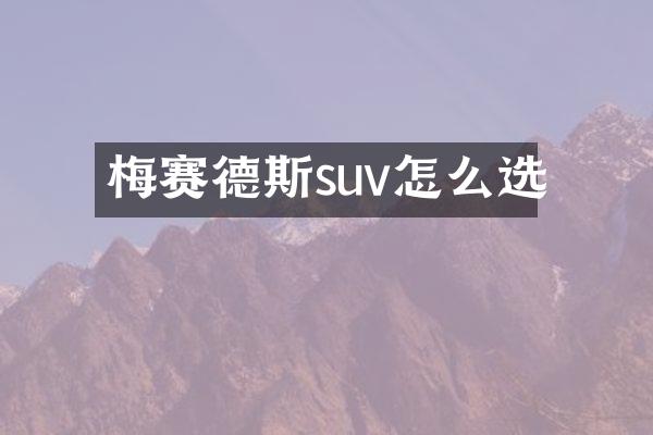 梅赛德斯suv怎么选