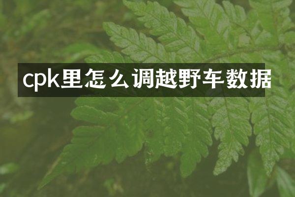 cpk里怎么调越野车数据