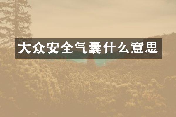 大众安全气囊什么意思