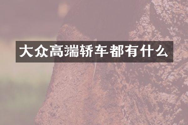 大众高端轿车都有什么