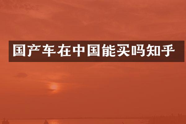 国产车在中国能买吗知乎