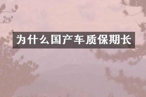 为什么国产车质保期长
