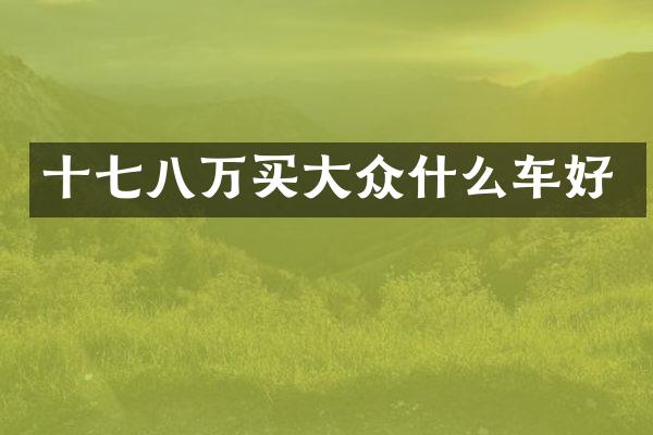 十七八万买大众什么车好