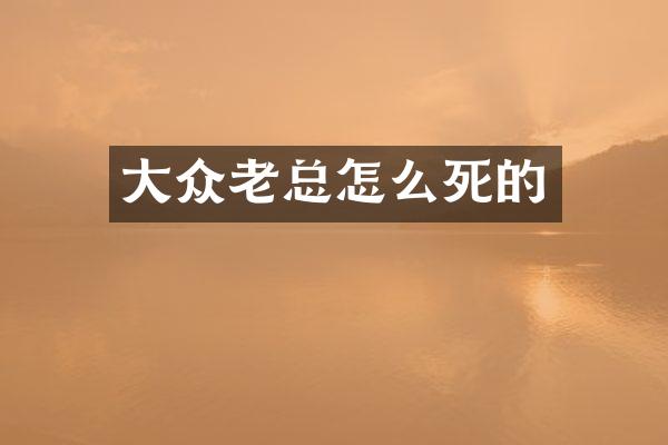 大众老总怎么死的