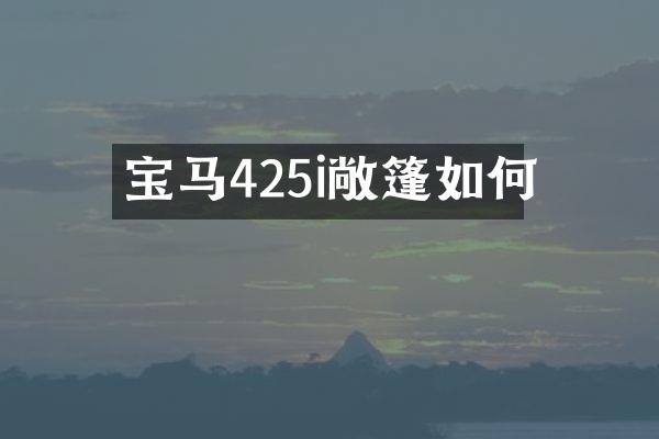宝马425i敞篷如何