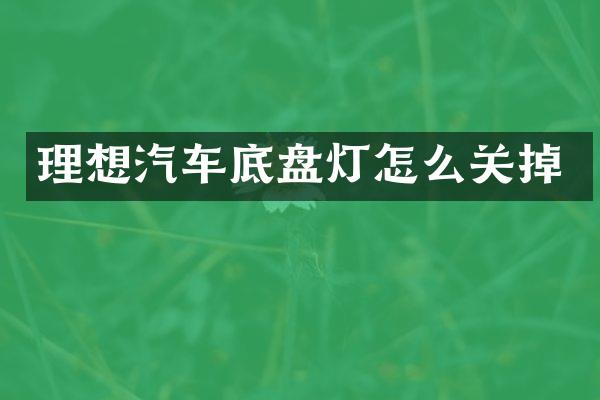 理想汽车底盘灯怎么关掉