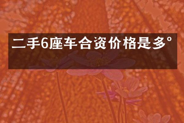 二手6座车合资价格是多少