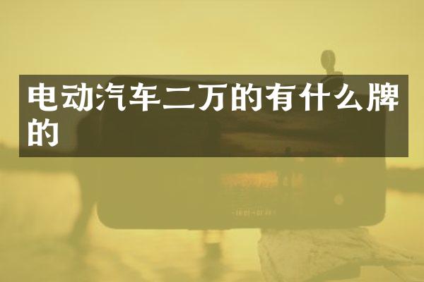 电动汽车二万的有什么牌的