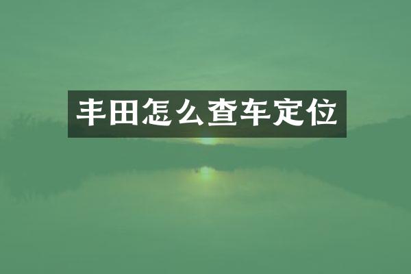 丰田怎么查车定位