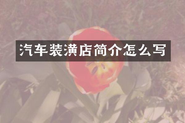汽车装潢店简介怎么写