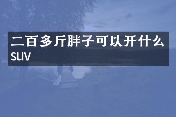 二百多斤胖子可以开什么suv