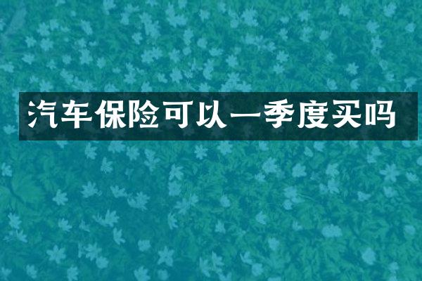 汽车保险可以一季度买吗