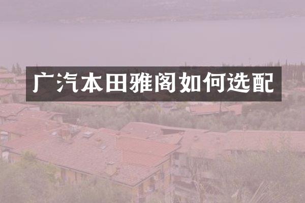 广汽本田雅阁如何选配