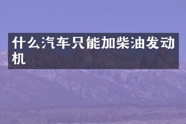 什么汽车只能加柴油发动机