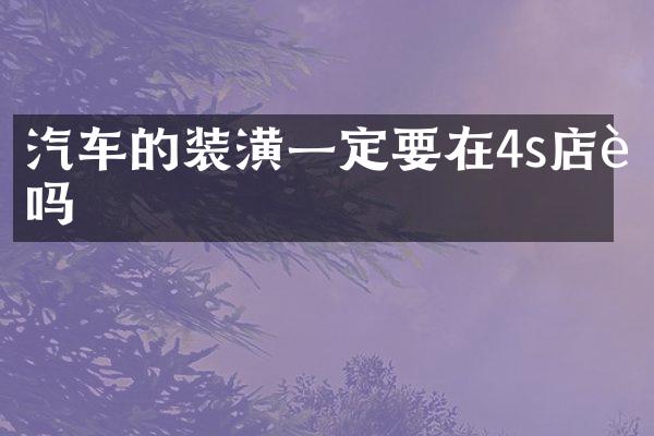 汽车的装潢一定要在4s店装吗