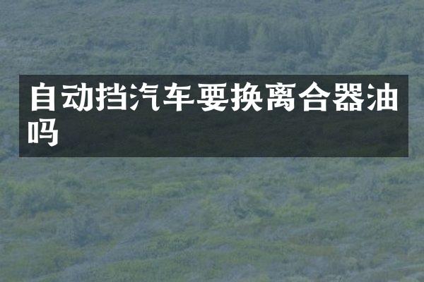 自动挡汽车要换离合器油吗