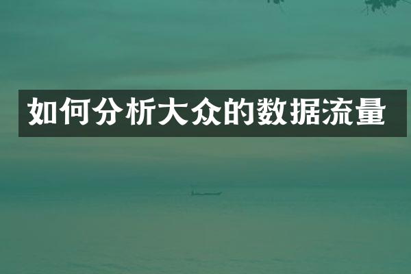 如何分析大众的数据流量