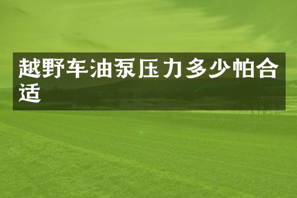 越野车油泵压力多少帕合适