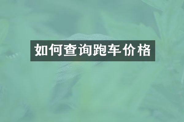 如何查询跑车价格