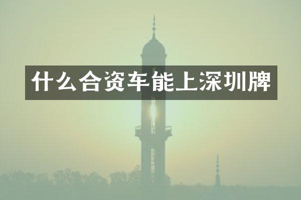 什么合资车能上深圳牌