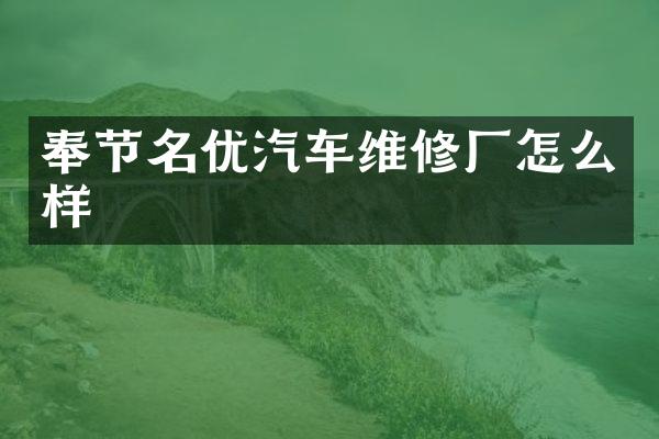 奉节名优汽车维修厂怎么样