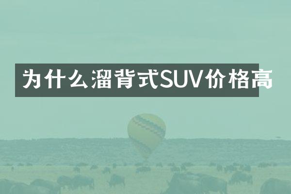 为什么溜背式SUV价格高