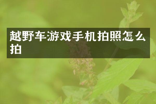 越野车游戏手机拍照怎么拍