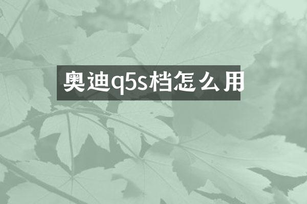 奥迪q5s档怎么用