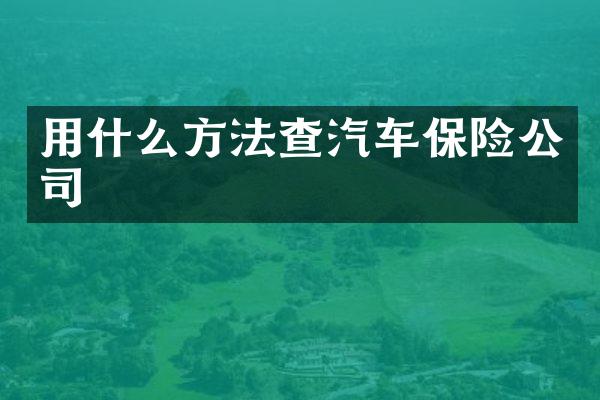用什么方法查汽车保险公司