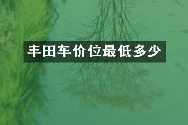 丰田车价位最低多少