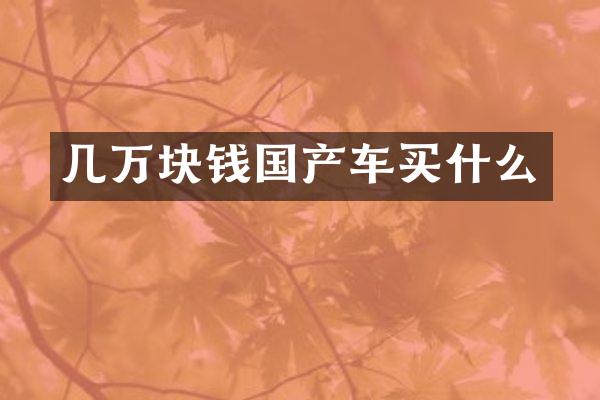 几万块钱国产车