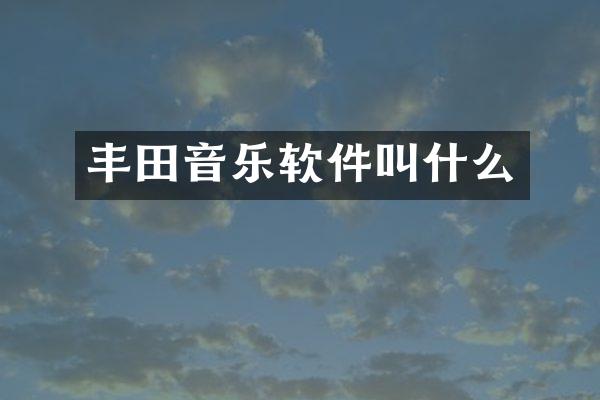 丰田音乐软件叫什么