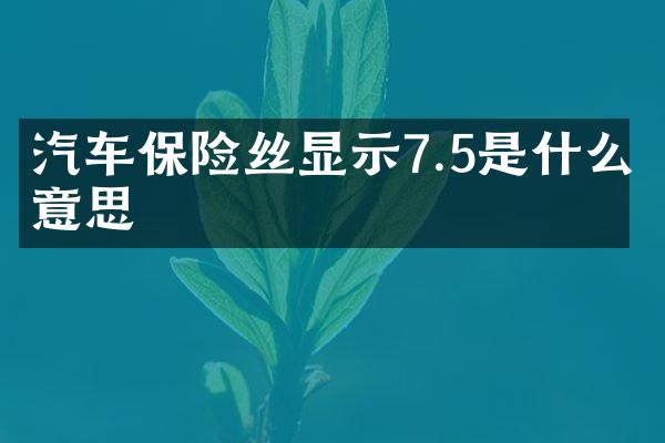 汽车保险丝显示7.5是什么意思