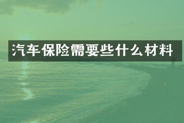 汽车保险需要些什么材料
