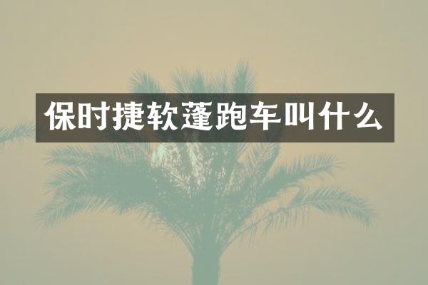 保时捷软蓬跑车叫什么